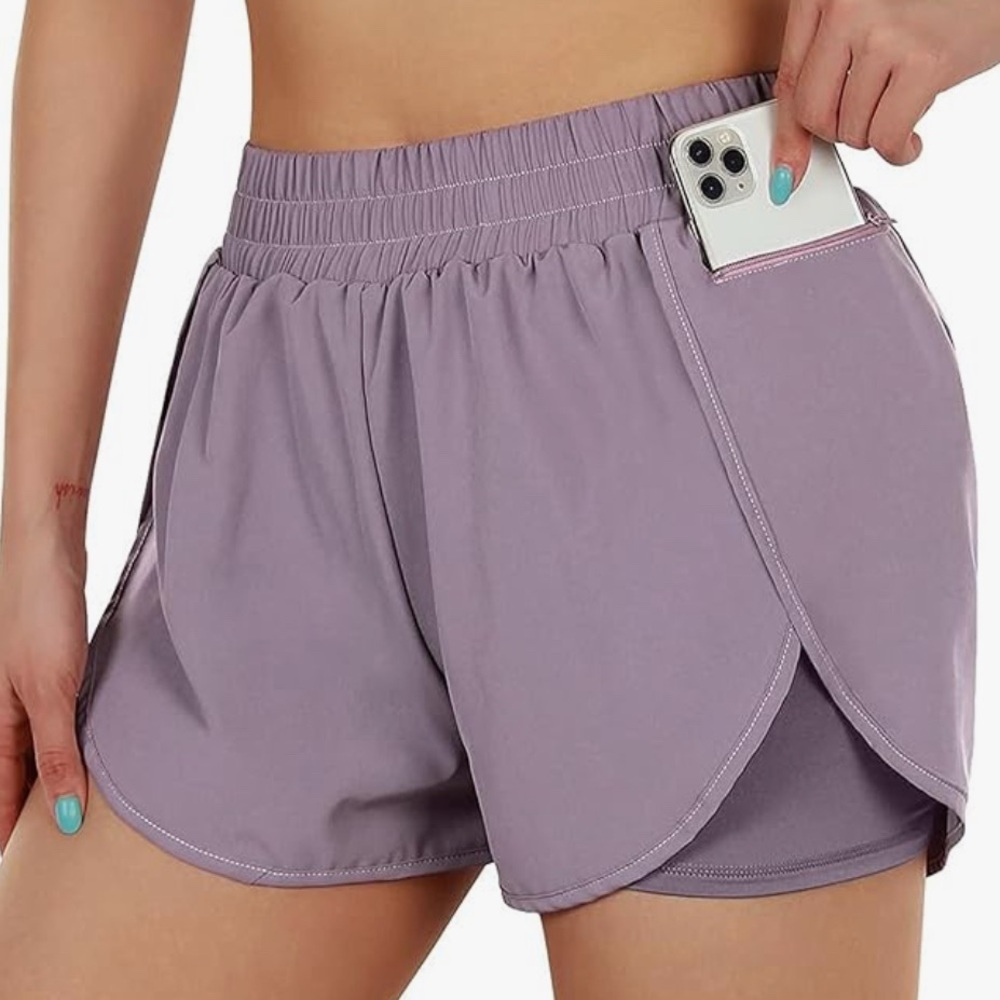 Blooming Jelly Womens 2 in I Running Shorts Workout Shorts, Small, Purple